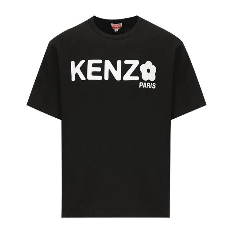 KENZO高田贤三新款男士字母logo印花黑色圆领短袖T恤4SG 5TS472