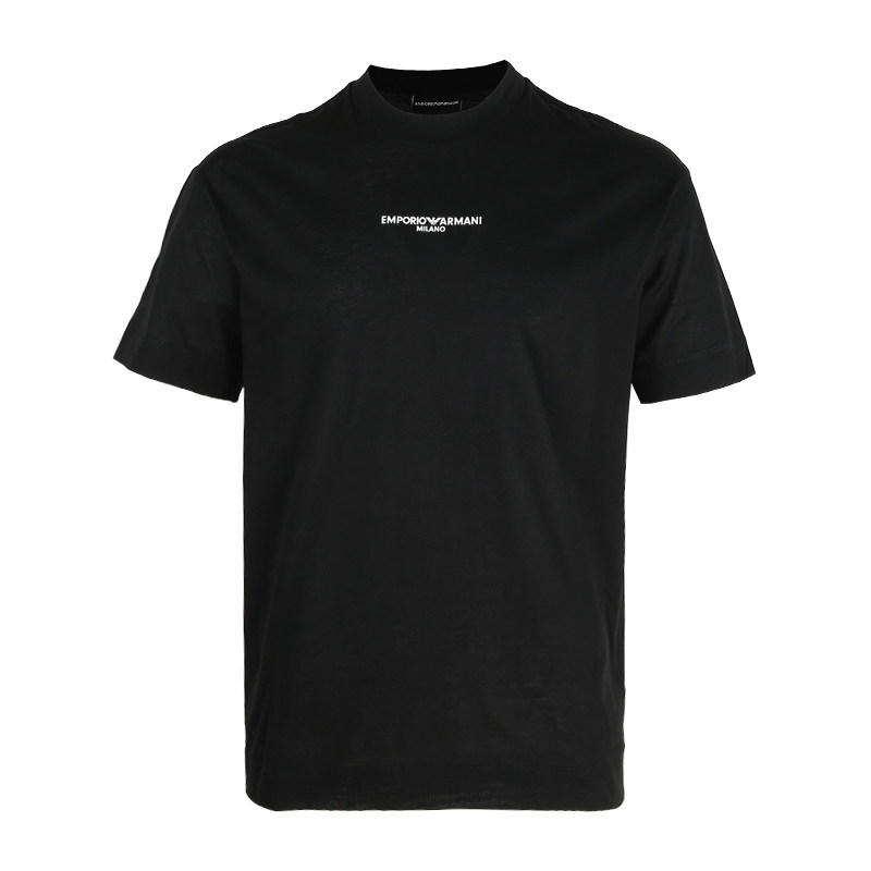 armani/阿玛尼ea系列新款男士logo印花黑色圆领短袖t恤3r1tu9