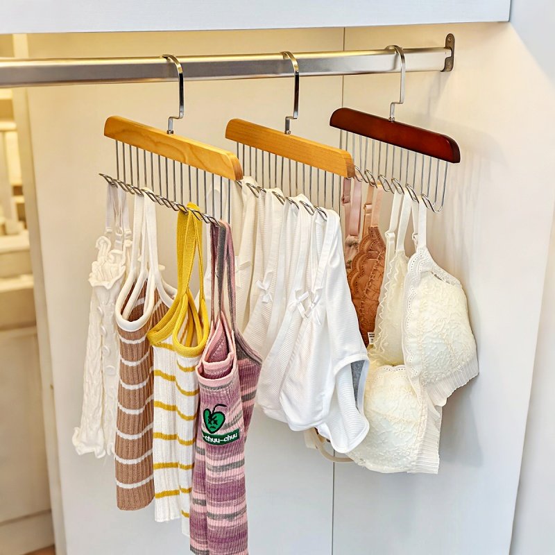 内衣吊带专用衣架挂钩挂衣木质内裤收纳神器背心多功能家用衣柜,收纳整理,木质衣架,淘宝优惠券,粉丝福利购,淘宝优惠卷