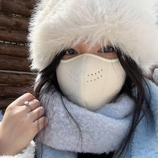 口罩女高颜值防风防寒冬季 澳绒面罩立体骑车 加厚保暖2025新款
