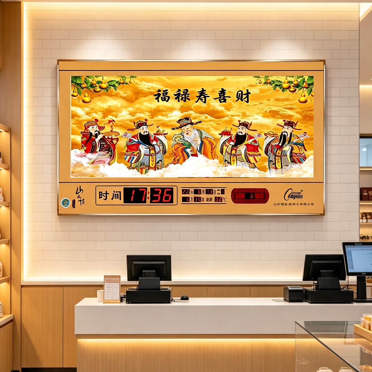 康巴丝新款卫星授时自动万年历插电源电子万年历客厅日历挂钟表画
