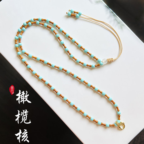 泰国佛牌链唐卡挂链天然橄榄核锁骨链毛衣链小吊坠专用水晶蜜蜡链