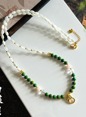 泰国佛牌链白碟贝弹簧扣挂链唐卡毛衣链松石玉石蜜蜡翡翠毛衣链