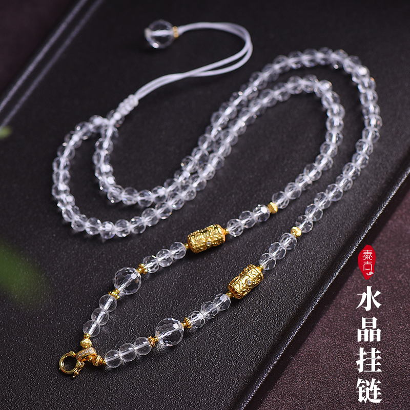新中式白水晶唐卡挂链万能项链