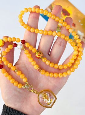 【鹿灵祥云】泰国佛牌链6mm黄龙玉挂链快拆扣唐卡挂链水晶毛衣链