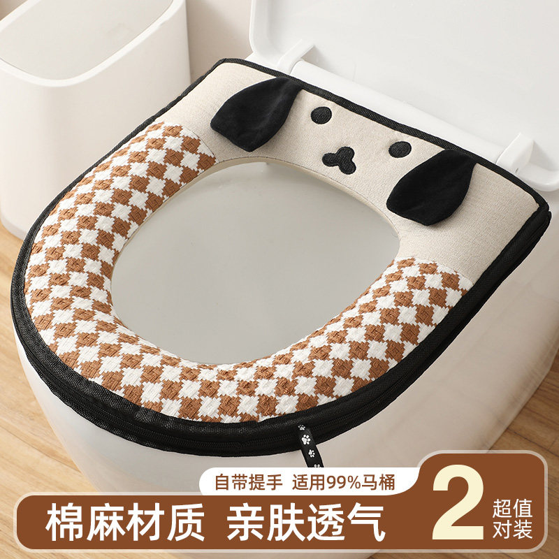 马桶垫2026新款四季通用棉麻家用垫圈女孩可爱坐便垫厕所坐垫垫子图片