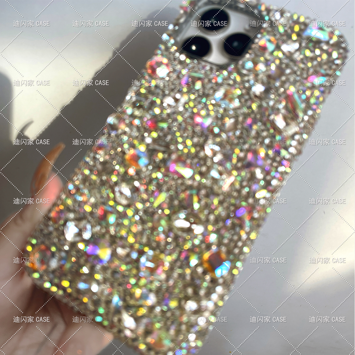 新款镭射iPhone17promax高级水钻手机壳苹果16Pro奢华满钻女款15plus定制diy边框14气质高级感13创意透明