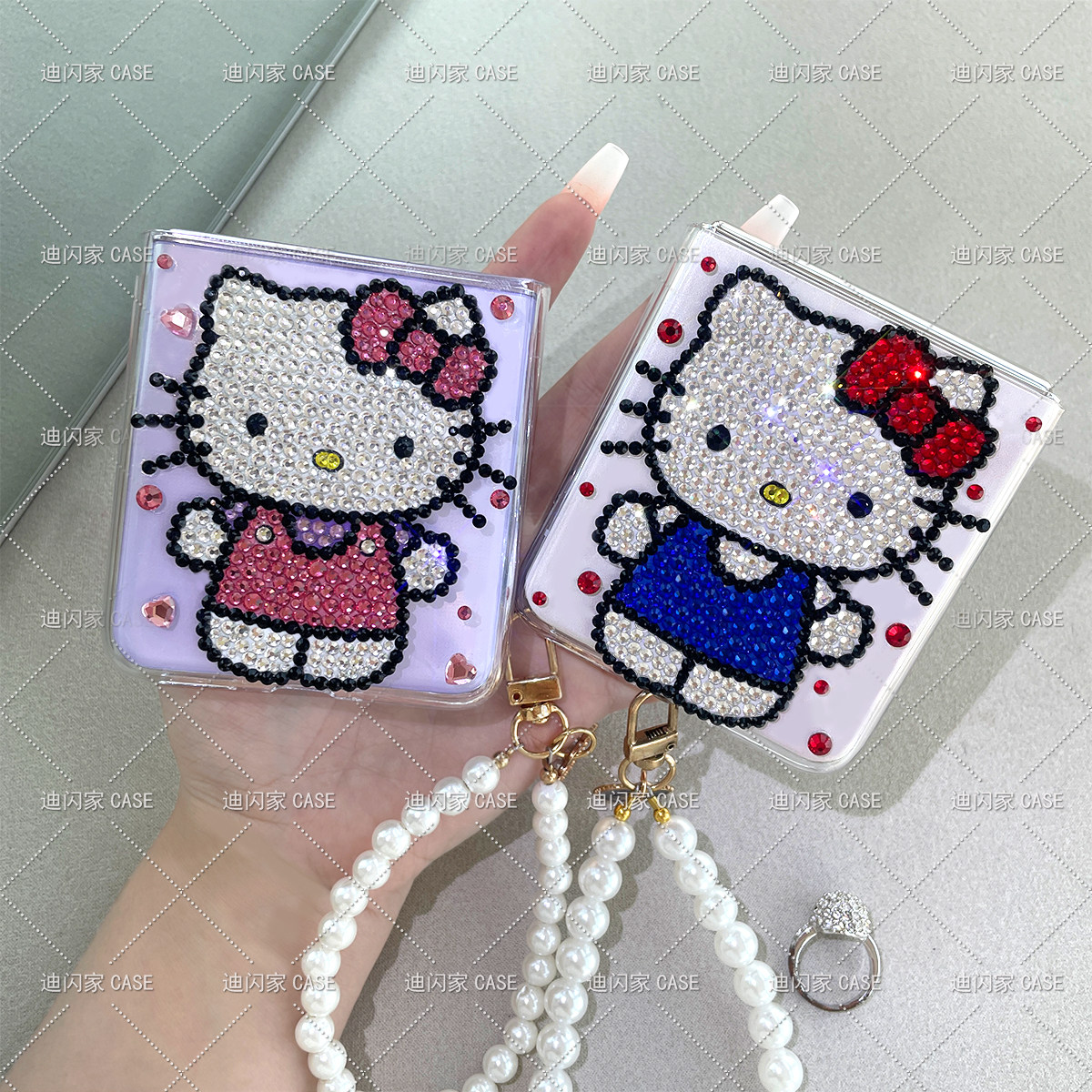 HelloKitty凯蒂猫OPPO Find N3 Flip奢华水钻折叠手机壳透明防摔保护套Find N2 Flip翻盖