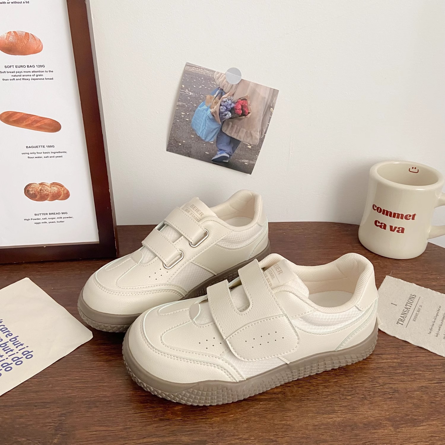 2026春季粉色德训魔术贴板鞋女丑萌新款chic小众运动阿甘小白鞋