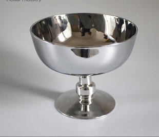 电镀银色花瓶玻璃高脚花器样板间客厅餐桌装饰摆件生日乔迁礼物