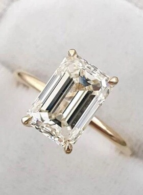 隆隆金珠宝新款925银长方倒角车平8*10仿真钻戒指高碳钻仿真手饰