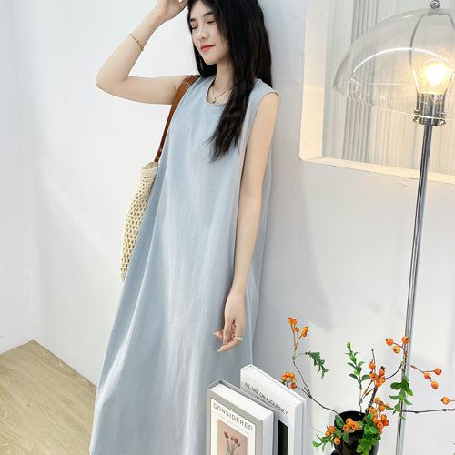棉麻无袖遮肉显瘦极简百搭连衣裙