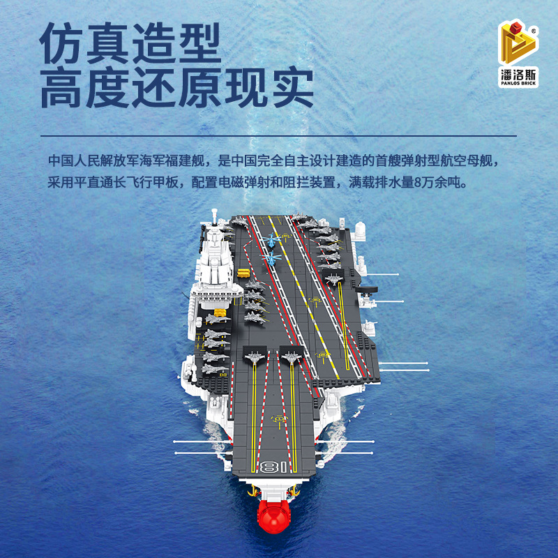 潘洛斯厂家积木辽宁号航母航空母舰军事益智拼装玩具688014