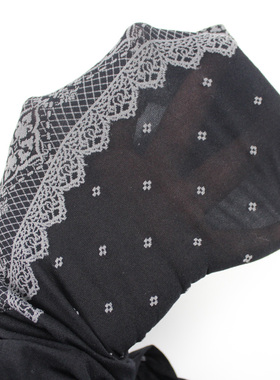 黑色提花侧边灰色蕾丝宫廷风暗黑系四叶复古奢华40D春秋款连裤袜