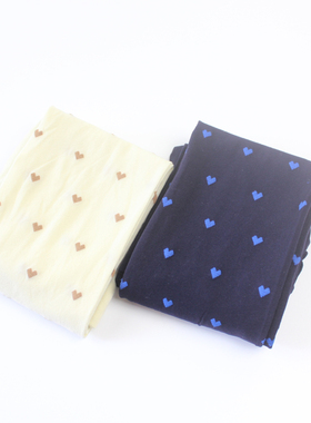 奶白色藏青日系提花爱心60D天鹅绒甜美可爱微透肉 春秋款连裤袜女