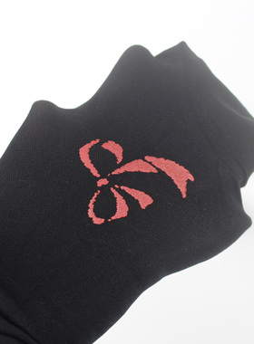 日单黑色印花红色不对称蝴蝶结100D春秋款微压美腿塑形显瘦连裤袜