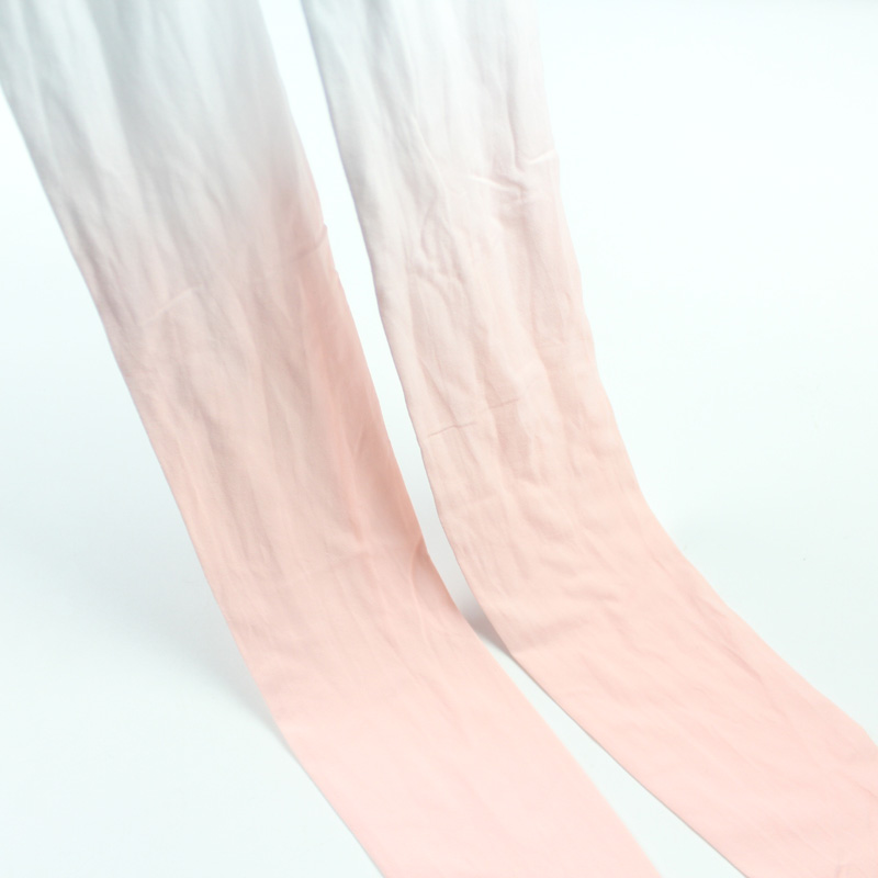 纯白色渐变粉色浅色连裤袜