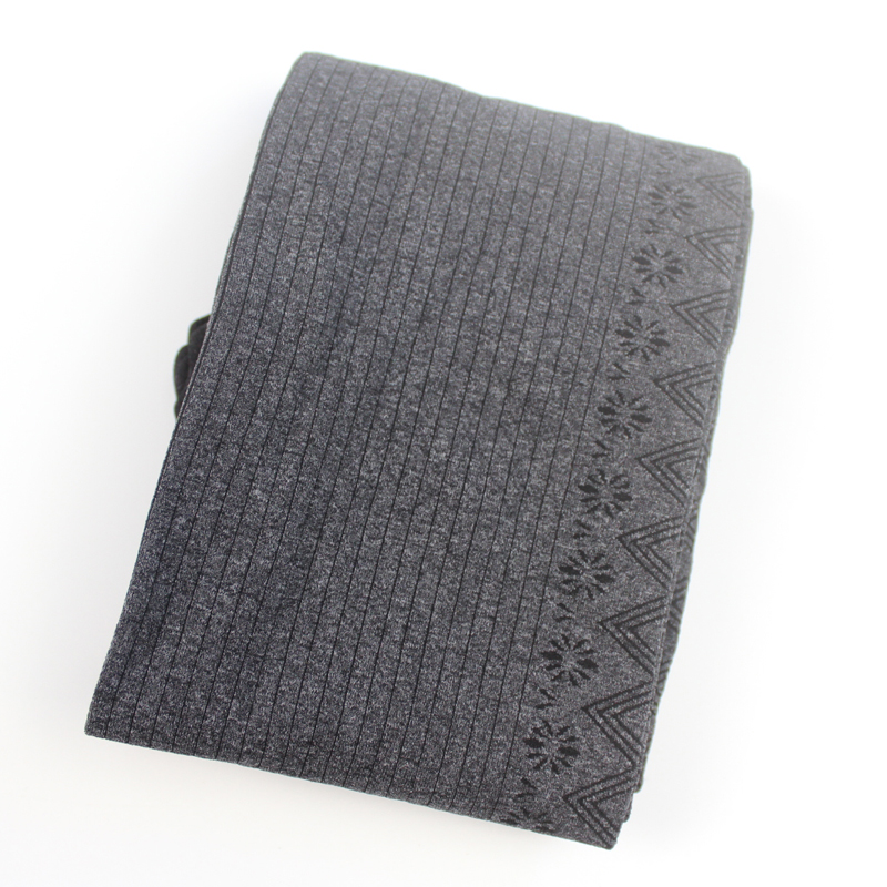 复古麻灰色侧边提花竖条纹连裤袜