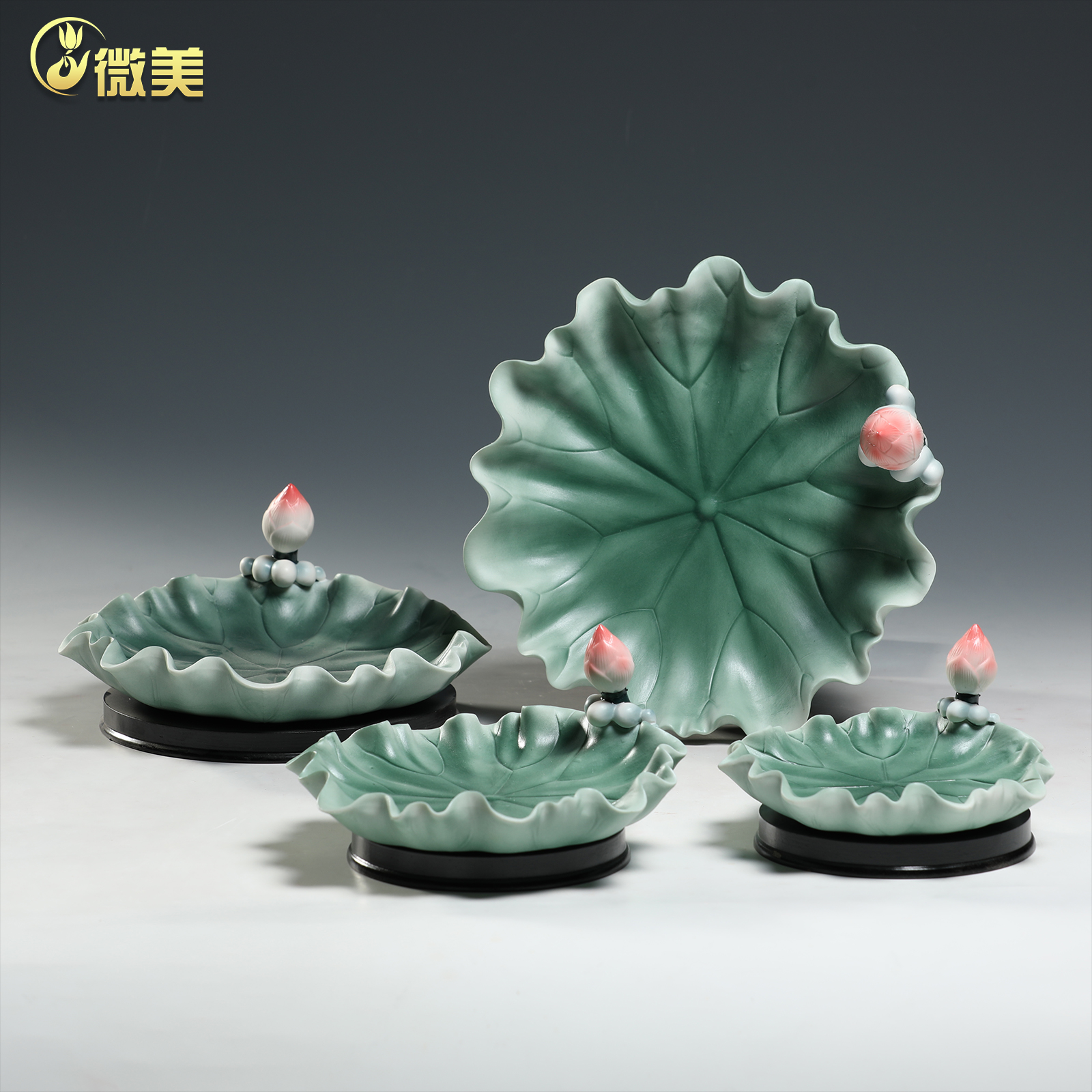 德化陶瓷供果盘供奉水果盘客厅家用佛前贡盘莲花荷叶果碟佛具摆件