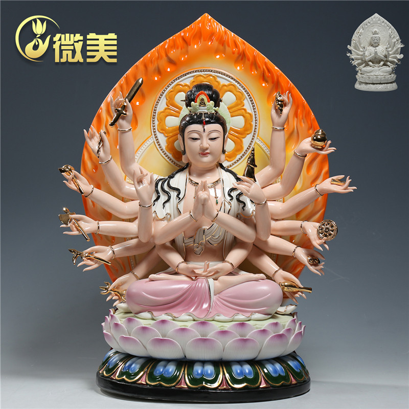 微美陶瓷精工彩绘千眼准提佛母