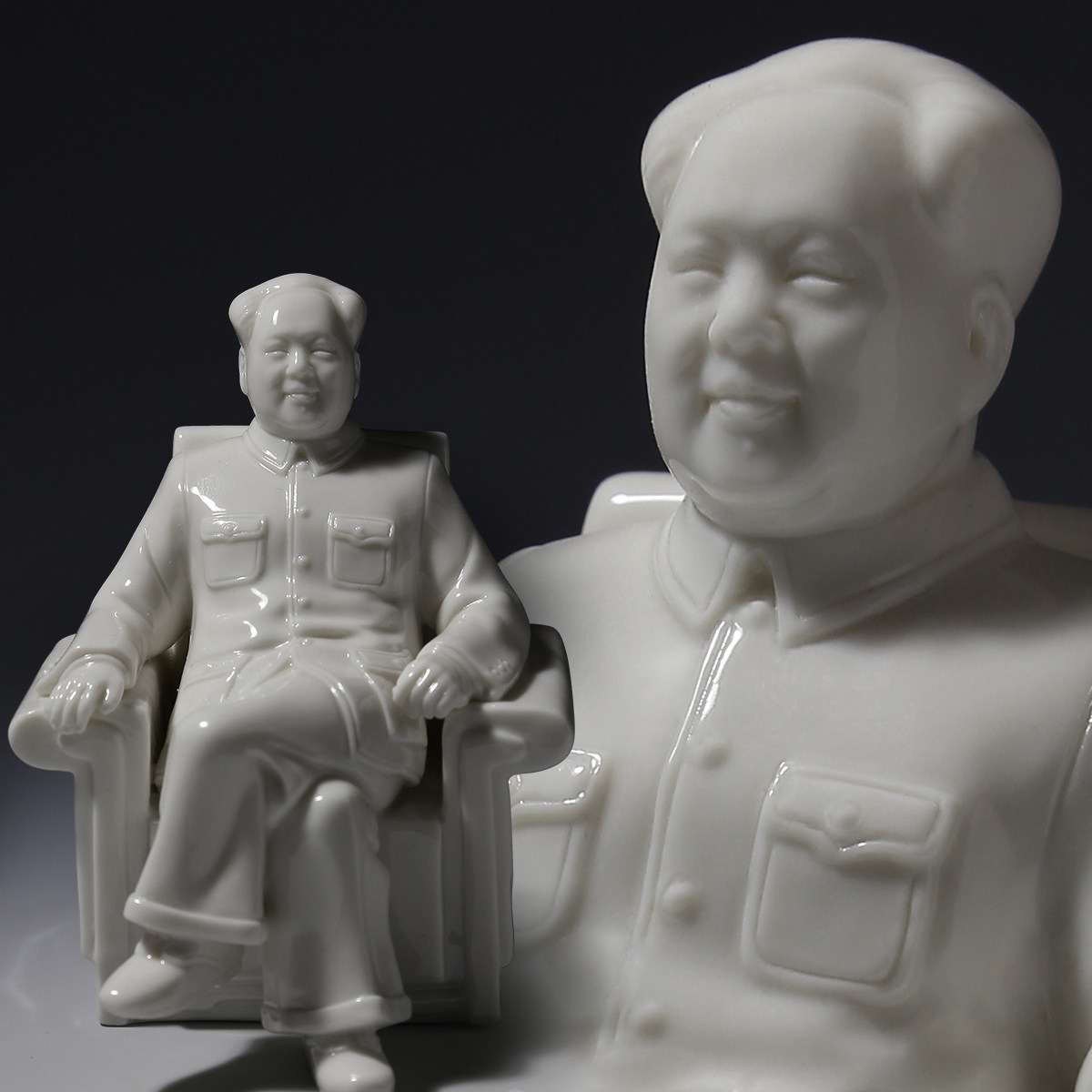 德化陶瓷毛主席汽车摆件车载小号坐沙发像坐像车上装饰品车内饰品
