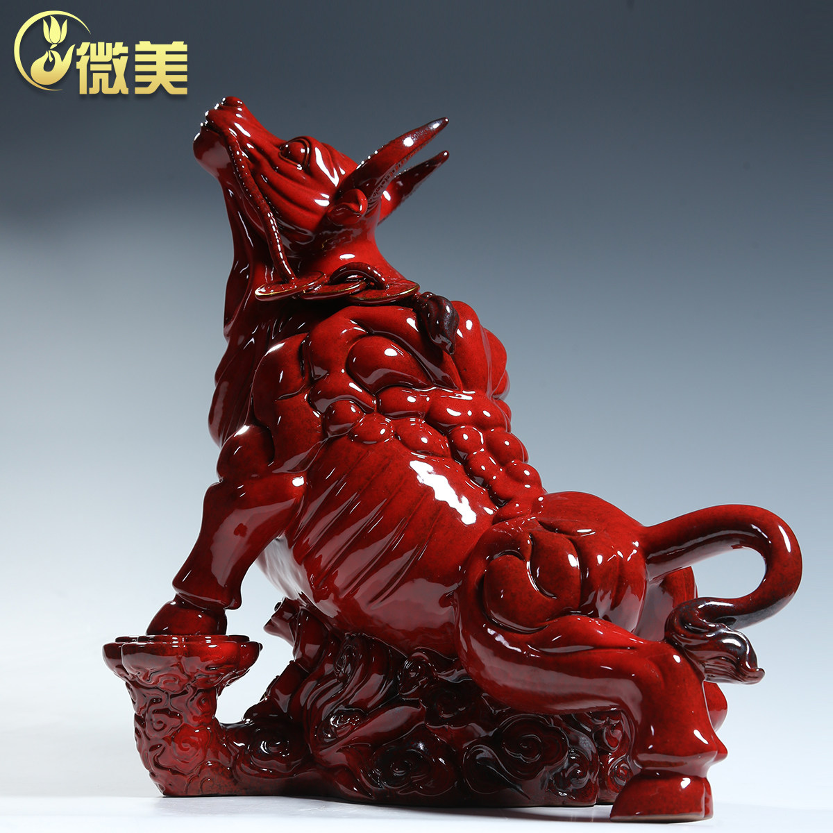 15寸陶招财华尔街牛摆件大号办公室桌面摆件公司店铺开业商务礼品,家居饰品,装饰摆件,淘宝优惠券,粉丝福利购,淘宝优惠卷