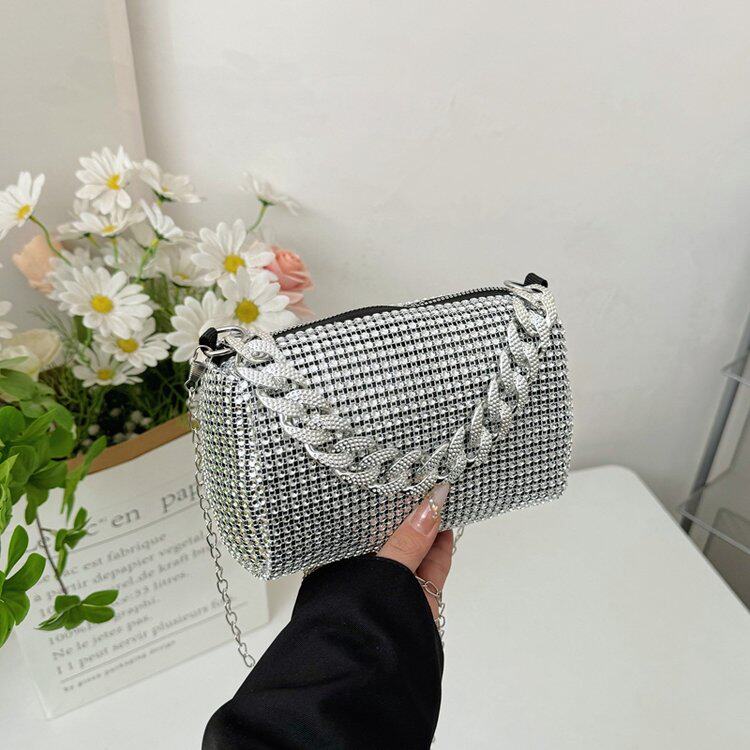 日韩风单肩包镶钻小方包女链条斜挎包2026新款女包手提小包手机包