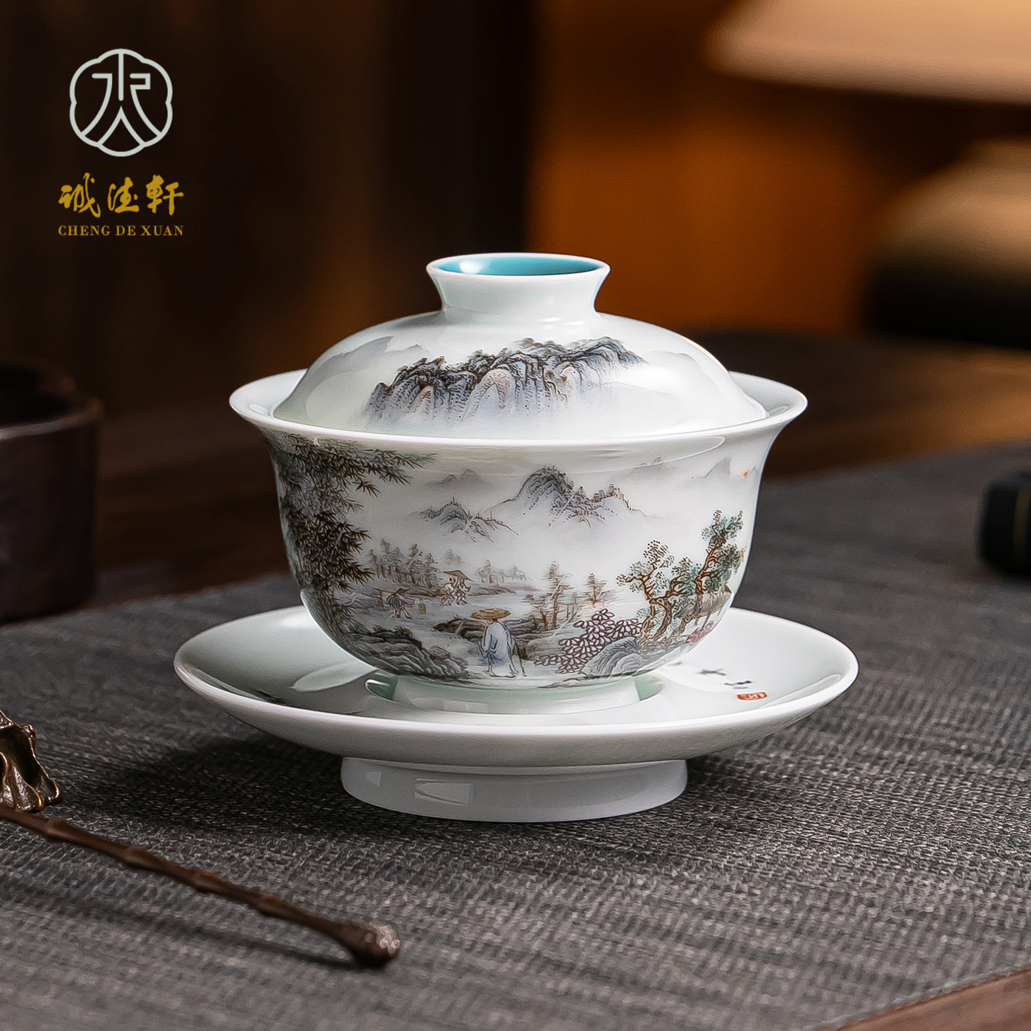 景德镇纯手工手绘盖碗陶瓷泡茶