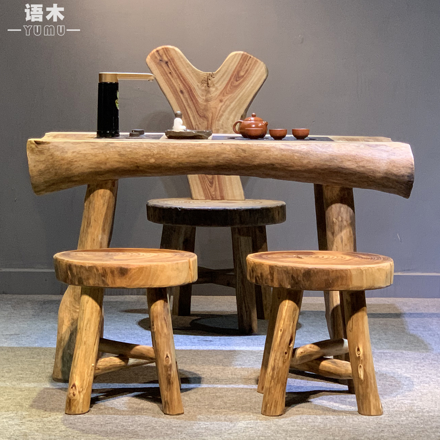 原生态家具香樟木茶桌椅组合中式茶桌阳台休闲桌原木根雕民宿茶台 原生态家具香樟木茶桌椅组合中式茶桌阳台休闲桌原木根雕民宿茶台