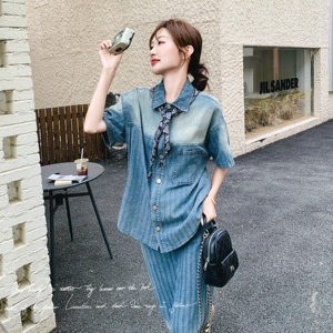 渐变牛仔两件套 送披巾 2C018-K821-P150-K218图片