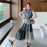 新款数据好牛仔拼接两件套2C018-6021-P155-K228，女装套装/套裙，2C018