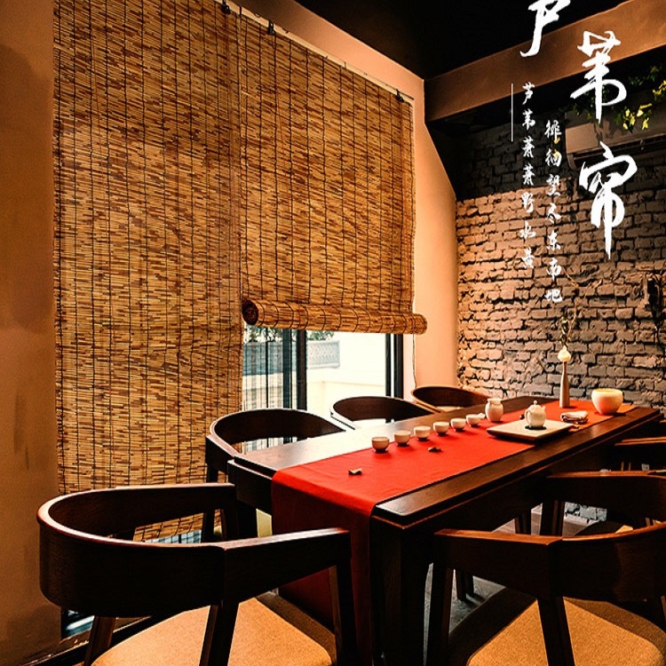 定制芦苇帘子草帘隔断屏风飘窗窗帘成品遮光卷帘厨房短帘卧室门帘