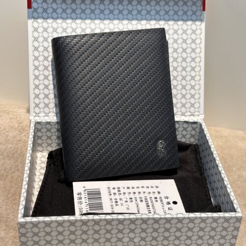 孤品撤柜品牌男士竖款短款钱包进口头层牛皮多卡位包装盒R27