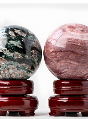 跨境天然水晶粉紫云母水晶球原石家居摆件手工打磨矿标能量球