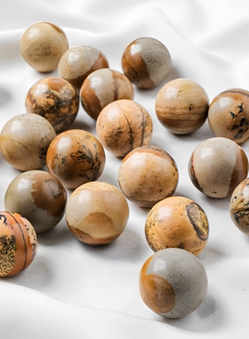 天然水晶图画石小球 原石打磨水晶球手串散珠半成品家居装饰摆件