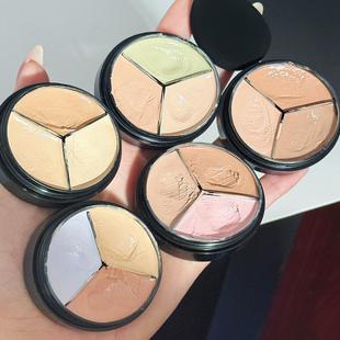 韩国lovelycc三色遮瑕膏盘以点盖全油皮泪沟黑眼圈遮暇提亮修容