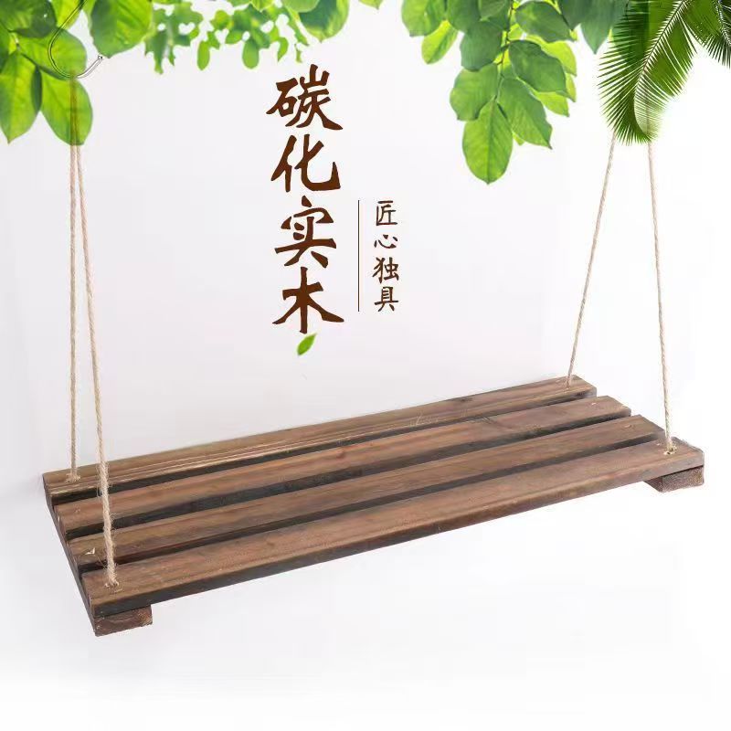 阳台栏杆墙面挂壁实木碳化防腐花架客厅室外庭院花园绿植装饰木板