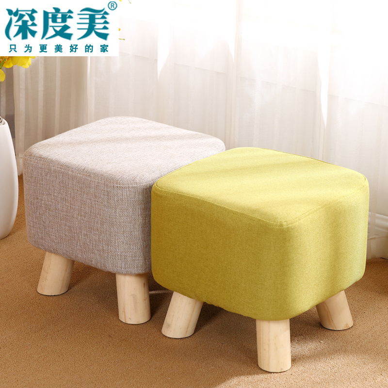 实木换鞋凳矮凳创意布艺小凳子板凳家用椅子穿鞋凳坐墩圆凳沙发凳