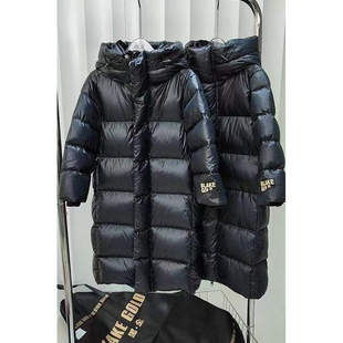 新款羽绒服黑色金加厚儿童羽绒过膝长款男女童亲子装冬季保暖外套