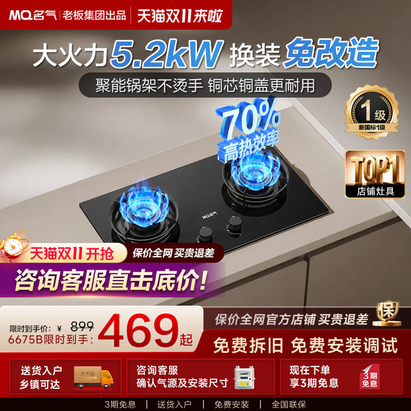 名气莲花灶天然气燃气灶定时煤气灶家用双灶炉灶台老板出品A6675
