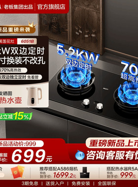 [新品]名气天然气燃气灶定时煤气灶双灶家用液化气老板出品6051B