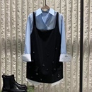 高级亮片钉珠无袖 黑色法式 连衣裙女气质背带裙学院风 新款 2025春季