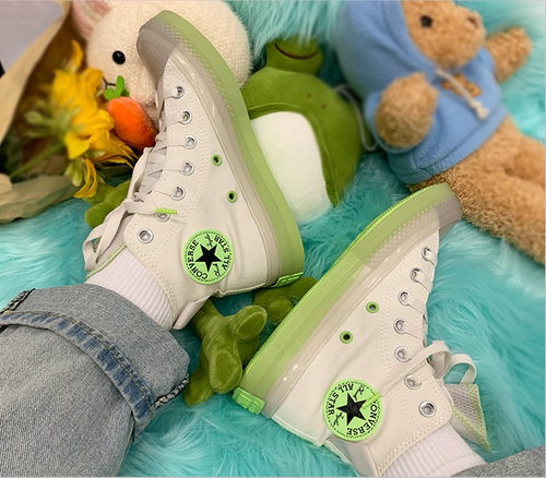 匡威果冻底情侣帆布鞋