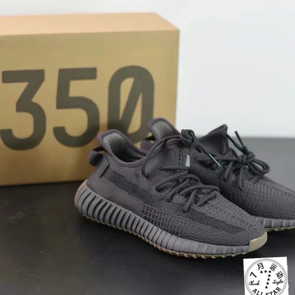 Adidas Yeezy 350V2煤炭黑魂生胶 黑天使2.0椰子 FY2903