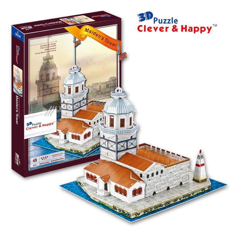 立体拼图土耳其少女塔儿童益智成人拼图diy古建筑手工模型,玩具/童车/益智/积木/模型,建筑/DIY小屋/拼装模型,淘宝优惠券,粉丝福利购,淘宝优惠卷