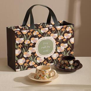 法式陶瓷咖啡杯碟套装礼盒装情侣杯子感一对乔迁新居结婚礼物