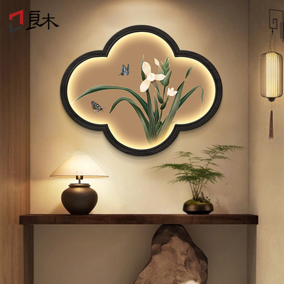 新中式宋代美学挂画梅兰竹菊玄关装饰画复古高级感餐厅背景墙壁画