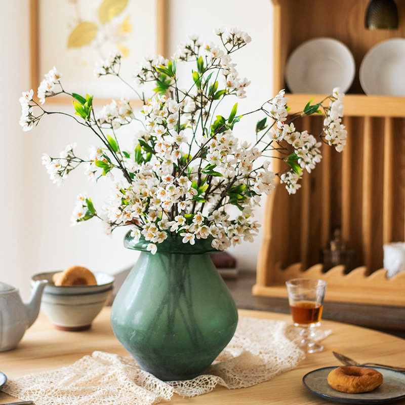 家居插花仿真花山稔桃花枝客厅卧室新中式古国风假桃金娘盆景花艺