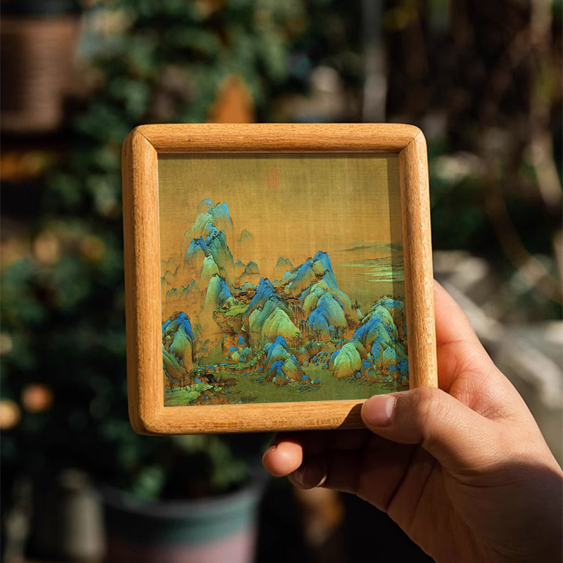 千里江山图桌面摆画新中式