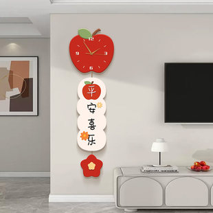 平安喜乐入户玄关装饰画挂钟客厅电视背景墙挂饰墙面布置挂件钟表